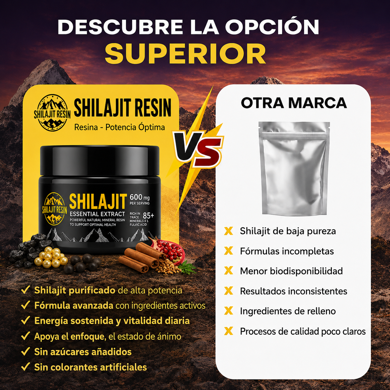 Shilajit Royal™ Potencia Natural Masculina