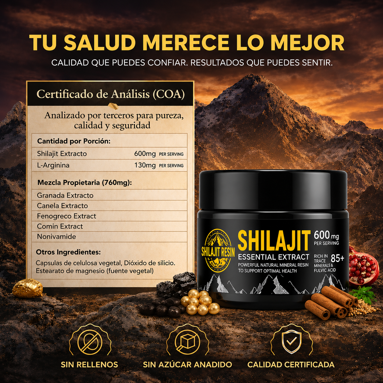 Shilajit Royal™ Potencia Natural Masculina