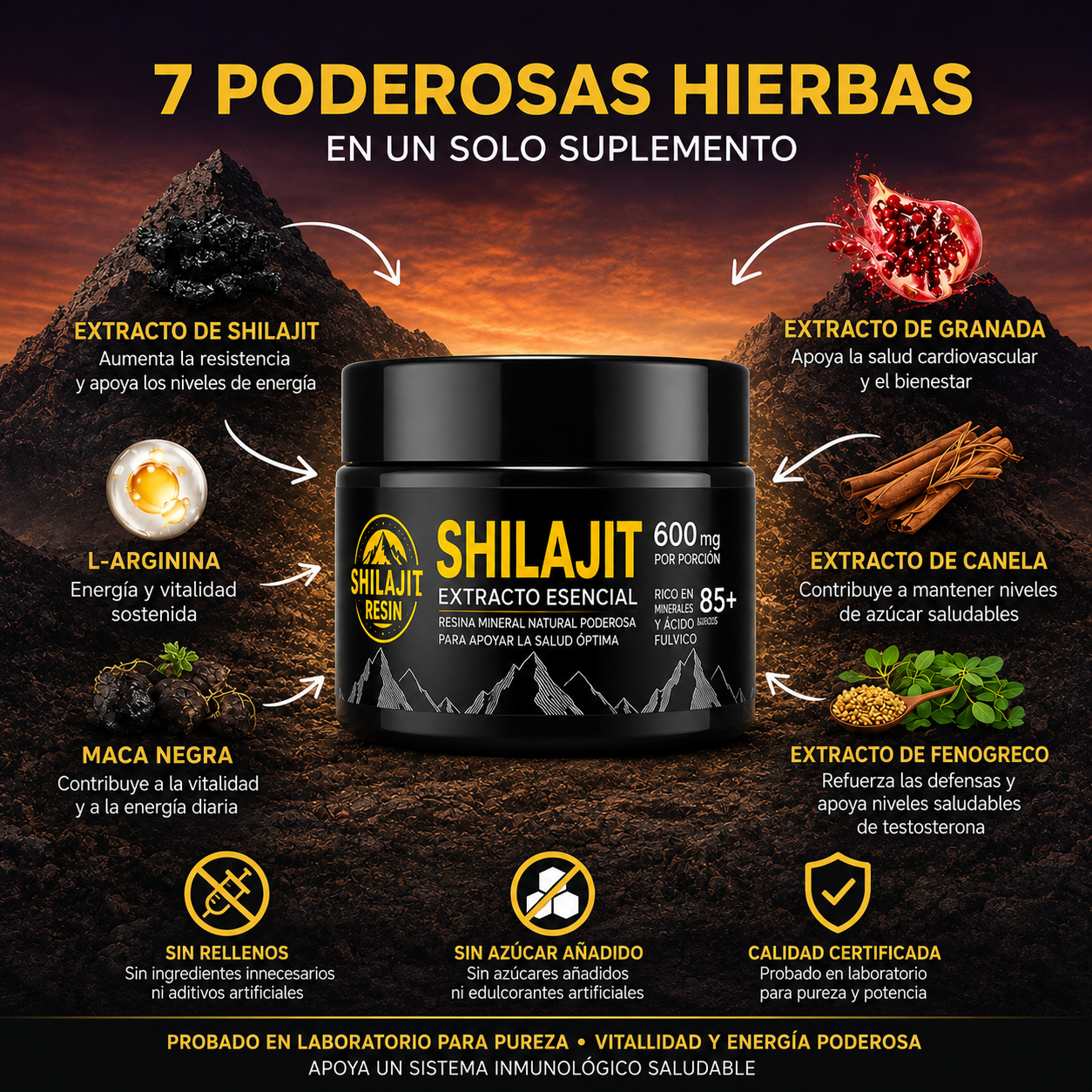Shilajit Royal™ Potencia Natural Masculina